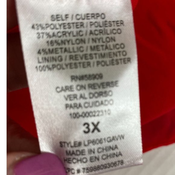 Gibson Latimer Womens Red Sequined Sweater with Chiffon Underlining Size 3X - Picture 7 of 12